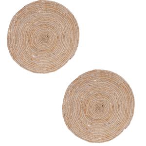 Merkloos Set van 4x stuks rieten gevlochten placemats cm rond -