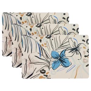 Unique Living Placemat/onderlegger - 6x - blad/bloem motief - x 28 cm - tafeldecoratie -