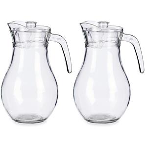 Vivalto 2x stuks glazen sapkan karaf met deksel van 1,8 liter -