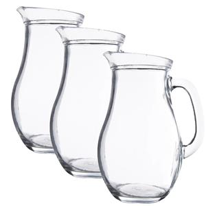 Secret de Gourmet 3x stuks karaffen/schenkkannen 1 liter van glas bol model -