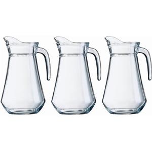 Shoppartners 3x Schenkkan van glas 1 liter van 20 cm -