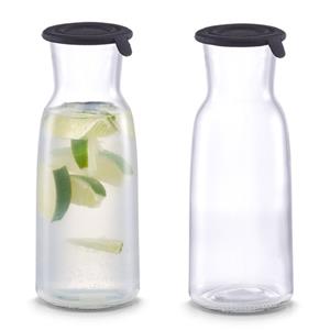 Zeller 4x Glazen karaffen met siliconen deksel 700 ml -