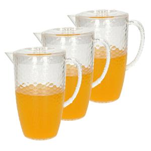 Secret de Gourmet Set van 3x stuks sapkan/schenkkan karaffen met deksel 2 liter transparant -