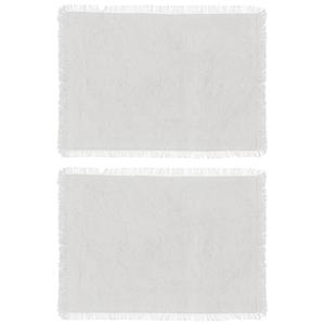 Secret de Gourmet placemats Kenya - 6x - wit - 45 x 30 cm - katoen - met franjes -