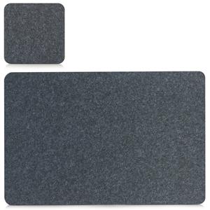 Zeller Placemats en onderzetters - set 4x - antraciet grijs - vilt - 45 x 30 cm -