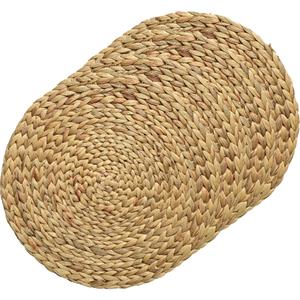 Kaemingk Placemats - 4x - gevlochten - 35 cm - rond - naturel - bohemian style -