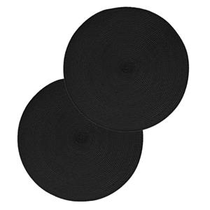 Secret de Gourmet Set van 6x stuks placemats gevlochten kunststof zwart cm -