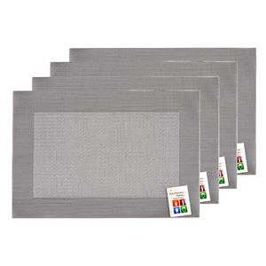 Merkloos Placemats Hampton - 8x - zilver/grijs - PVC - 30 x 45 cm -