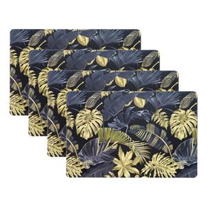 Unique Living Placemat/onderlegger - 8x - blad motief - x 28 cm - tafeldecoratie -