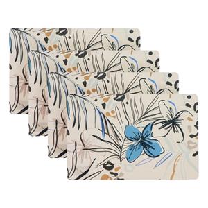 Unique Living Placemat/onderlegger - 8x - blad/bloem motief - x 28 cm - tafeldecoratie -