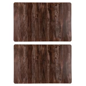 Merkloos Set van 8x stuks tafel placemats donker hout kleur 43 x 28 cm van kunststof -