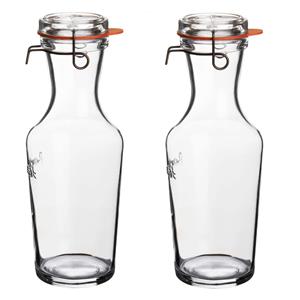 Bormioli Rocco 2x Glazen water karaffen lock eat 1 -