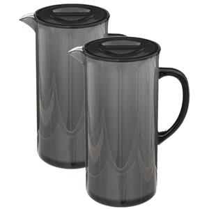 5five Set van 3x stuks sapkan/schenkkan karaffen met deksel 1950 ml zwart -