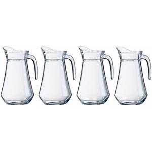 Shoppartners 4x Schenkkan van glas 1 liter van 20 cm -