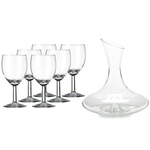 Vivalto Glazen wijn karaf / decanteer kan van 1,7 liter met 6x stuks wijnglazen voor rode wijn 200 ml -