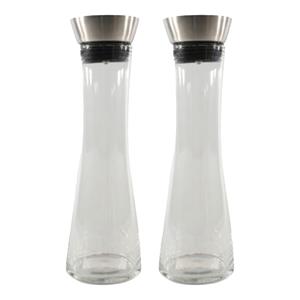 Svenska Living Karaf met schenkdop - 2x - glas/RVS - 1L - schenkkan -