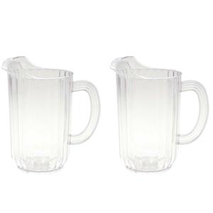 Merkloos 2x Kunststof water karaffen/schenkkannen met ribbel van 1,4 -