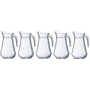 Shoppartners 5x Schenkkan van glas 1 liter van 20 cm -