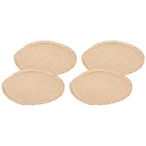 Chaks Placemats - 4x - D38 cm - gevlochten - beige - bohemian style -