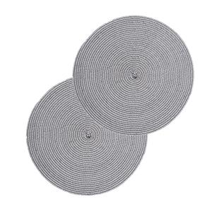 Secret de Gourmet Set van 8x stuks placemats gevlochten kunststof zwart/wit cm -