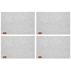 Cepewa 8x stuks rechthoekige placemats met ronde hoeken polyester licht grijs 30 x 45 cm -