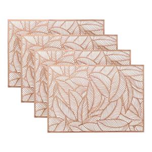 Unique Living Placemat Nissa - 8x - brons bladmotief - 30 x 45 cm - onderlegger -