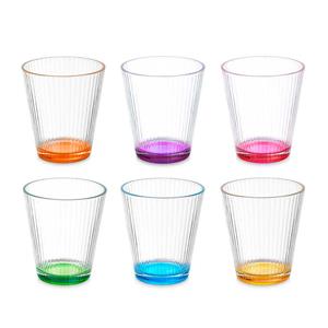 Vivalto Waterglazen/drinkglazen Colorama - 12x - transparant kleurenmix - 375 ml - 10 cm -