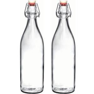 Bormioli Rocco 8x Beugelflessen/weckflessen transparant 1 liter rond -