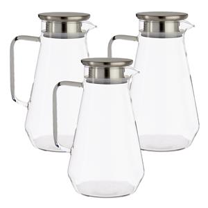 Vivalto 3x stuks glazen sapkan karaf met deksel van 1,5 liter -