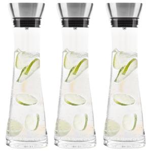 HI Set van 3x stuks glazen karaffen/schenkkannen met filter 1 liter -