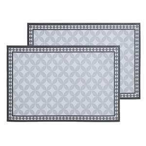 Secret de Gourmet Set van 8x stuks rechthoekige placemats mozaiek grijs vinyl 45 x 30 cm -