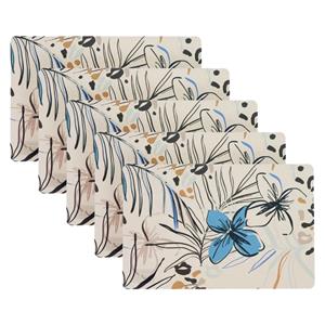 Unique Living Placemat/onderlegger - 10x - blad/bloem motief - x 28 cm - tafeldecoratie -