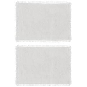 Secret de Gourmet placemats Kenya - 10x - wit - 45 x 30 cm - katoen - met franjes -