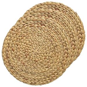 Kaemingk Placemats - 6x - gevlochten - 35 cm - rond - naturel - bohemian style -