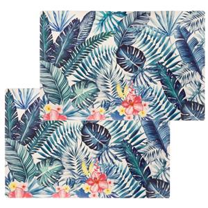 Secret de Gourmet Set van 8x stuks rechthoekige placemats Tropisch bladeren PVC 45 x 30 cm -