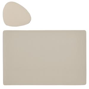 Zeller Placemats en onderzetters lederlook - set 6x - creme - 45 x 30 cm -