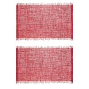 Secret de Gourmet Set van 12x stuks placemats uni rood jute 45 x 30 cm -