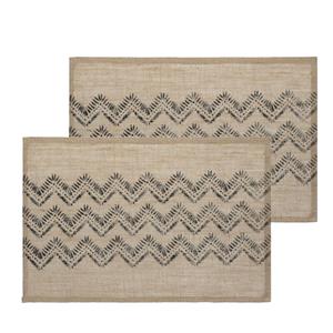 Secret de Gourmet Set van 12x stuks placemats zigzag lijnen zwart jute 45 x 30 cm -
