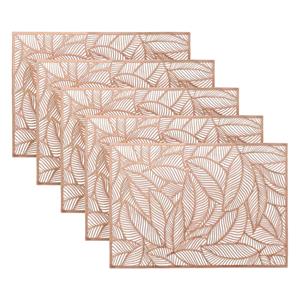 Unique Living Placemat Nissa - 10x - brons bladmotief - 30 x 45 cm - onderlegger -