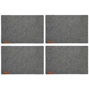 Cepewa 12x stuks rechthoekige placemats met ronde hoeken polyester grijs 30 x 45 cm -