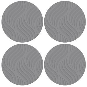 Cepewa 10x stuks ronde placemats grijs met wave patroon cm -