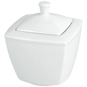 Vega Suikerpot Melbourne met deksel; 300ml, 9.5x9.5x11.5 cm (LxBxH); wit; vierkant; 6 stuk / verpakking