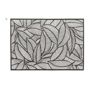 Unique Living 12x Placemats/onderleggers zwarte bladeren 30 x 45 cm -