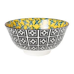 Xenos Schaaltje Leyla - geel/zwart - ø15.8x7.3 cm