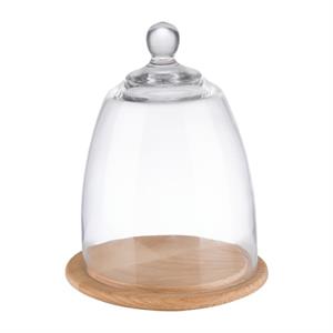 APS Käseglocke, Ø 18,5 cm, Glas, Buchenholz, für Früchte, Gemüse, Aufschnitt u. Käse