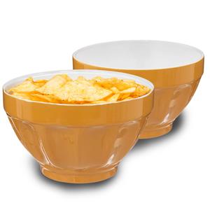 5five Kommetjes/soepkommen schaaltjes - 8x - Colorama - keramiek - D14 x H9 cm - okergeel - Stapelbaar -