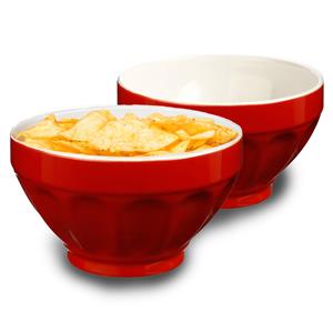 5five Kommetjes/soepkommen schaaltjes - 8x - Colorama - keramiek - D14 x H9 cm - rood - Stapelbaar -
