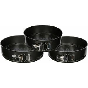 5five taarten bakken bakvorm/spring vorm/bakgerei - zwart - metaal - rond 22, 24 en 26 cm - 3 delig -