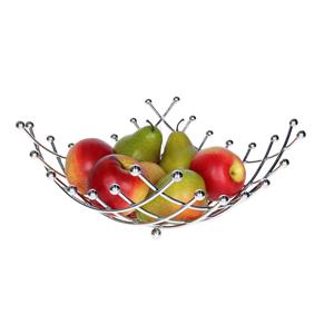 5five Fruitschaal/fruitmand Basel - metaal - D30 x H14 cm - zilver - vierkant - spiraalvorm -