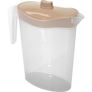 Hega Hogar Waterkan/sapkan met beige deksel - 1.5 liter - kunststof - 9 x 23 cm -